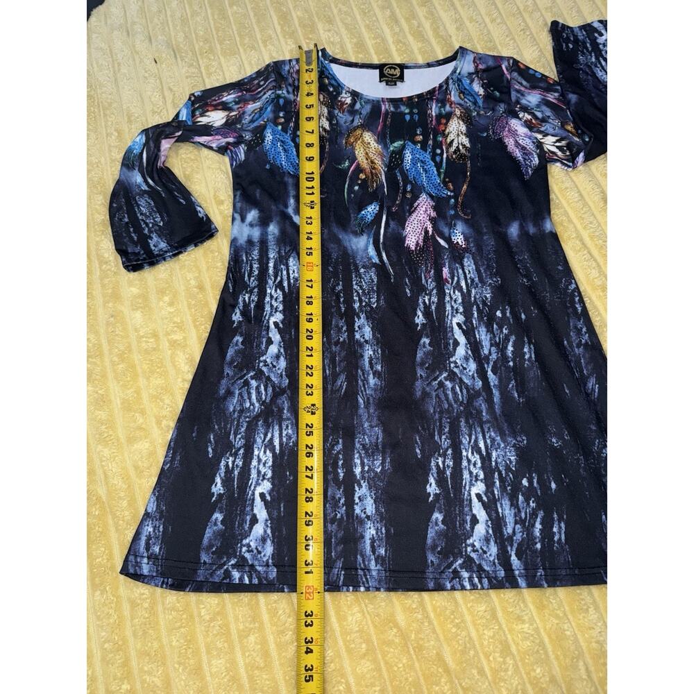 Womens Blue Feather Embellished Ameri Mode Tunic … - image 6